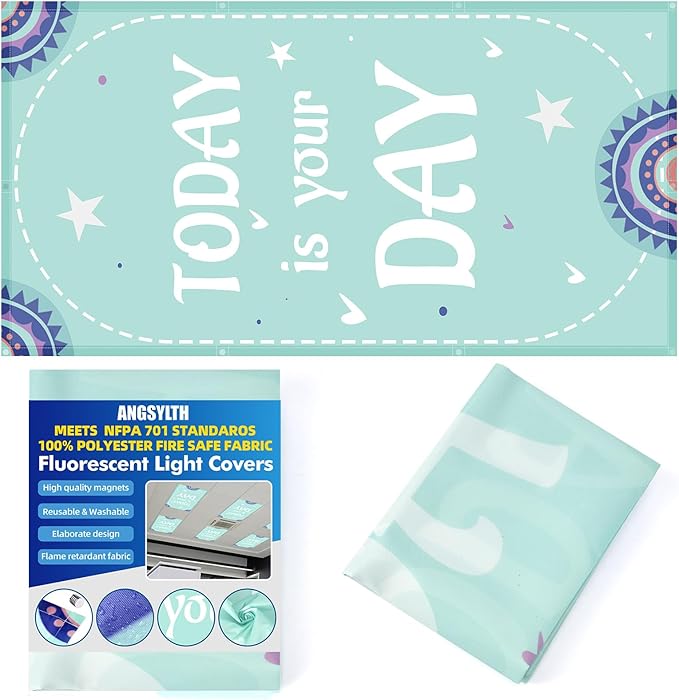 Fluorescent Light Covers - Classroom Covers for Ceiling Lights, 1 PCS 4 x 2 Feet Magnetic Light Filters, Classroom, Office Decor (Todat is Your Day)