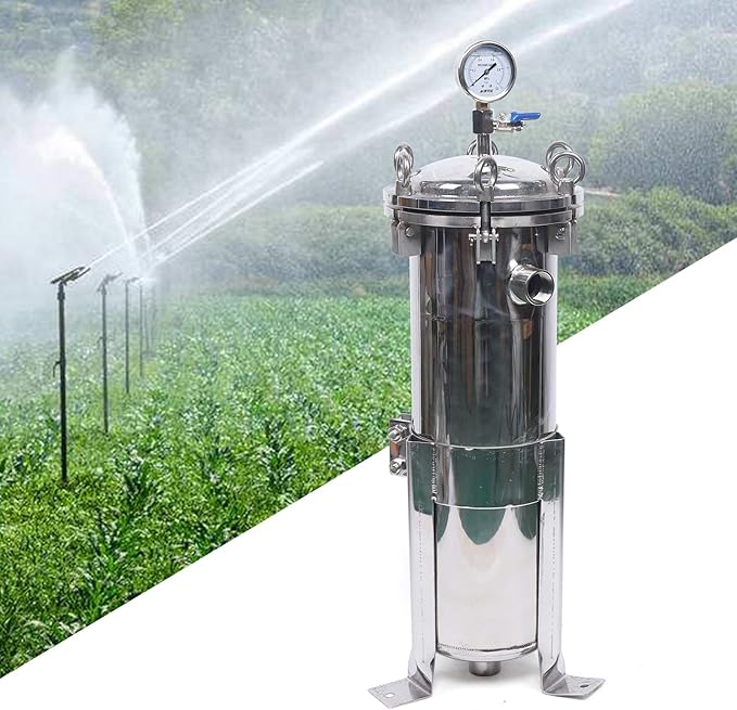 1" NPT Fluid Filter, 304 Stainless Steel - 2 Bag Filter Housing, 150PSL High Pressure Filtration System, 10t/h High Pressure Filter Available for Whole House
