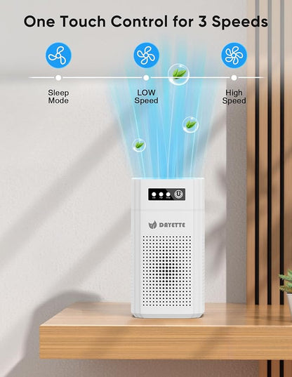 Air Purifiers for Bedroom, DAYETTE H13 True HEPA Air Filter Purifier for Small Room Up to 480 Ft²/30min, Qiuet Sleep Mode with Aroma Pad, Small Portable Air Purifier with USB Cable