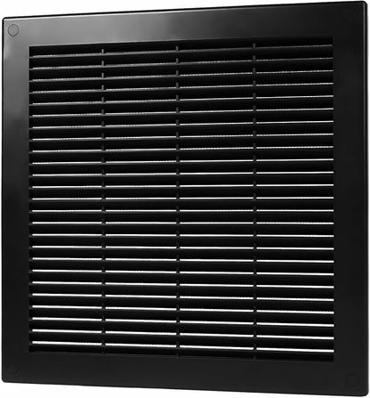 Repa Market 12 x 12 Inch (Outer) Black Square Air Vent Cover - Plastic Fresh Air Intake Vent - AC Cover with Nylon Mesh Screen, Wall, Ceiling HVAC Return Air Register, Modern Soffit Vents