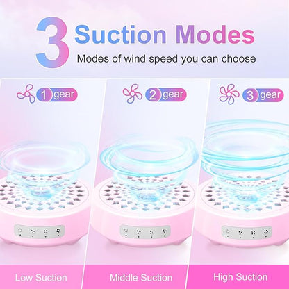 Professional Nail Dust Collector, Quiet Nail Vacuum Cleaner Machine with Reusable Filter, Powerful Suction Nail Tech Dust Fan for Acrylic Gel Nails Art Polishing, Manicure Pedicure Salon Home, Pink