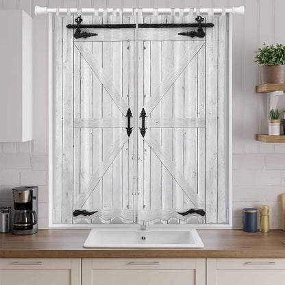 Farmhouse Wood Grain Living Room Curtains 96 Inch Length, Window Curtains Tab Top, Vintage Country Barn Gate Grey Light Filtering Window Treatments Drapes 52"x96" 2 Panel