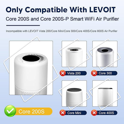 Core 200S Replacement Filter Compatible with LEVOIT Core 200S and Core 200S-P Smart WiFi Air Purifier, 3-in-1 H13 True HEPA Activated Carbon Filter, Core 200S-RF, White, 3 Pack