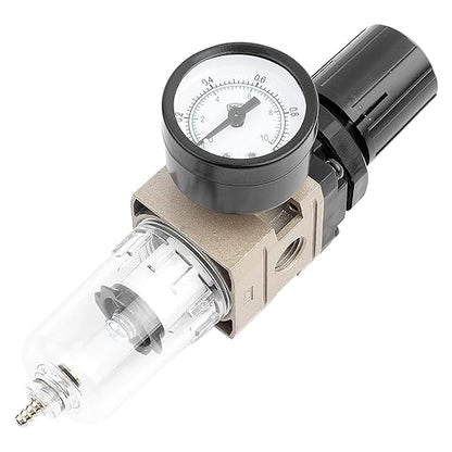 Air Compressor Filter Regulator Combo, AW2000 02 Water Oil Separator with Pressure Gauge, Pneumatic Filter Regulator Air Treatment Unit W Pressure Gauge
