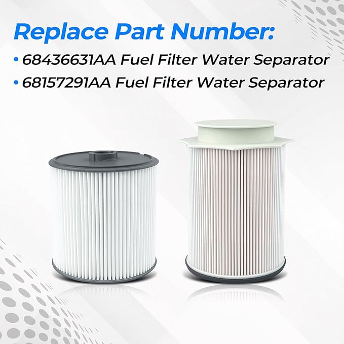 6.7L Cummins Fuel Filter Water Separator set for 2019 2020 2021 2022 2023 2024 Ram Turbo Diesel Engines 68157291AA and 68436631AA