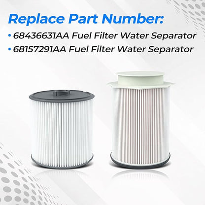 6.7L Cummins Fuel Filter Water Separator set for 2019 2020 2021 2022 2023 2024 Ram Turbo Diesel Engines 68157291AA and 68436631AA