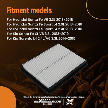 maXpeedingrods CA11500 281132W100 Engine Air Filter Fit for Hyundai Santa Fe 3.3L 2013-2018, Sport L4 2.0L/2.4L 2013-2016, for Kia Santa Fe XL 3.3L 2013-2019, Sorento L4 2.4L/V6 3.3L 2014-2015