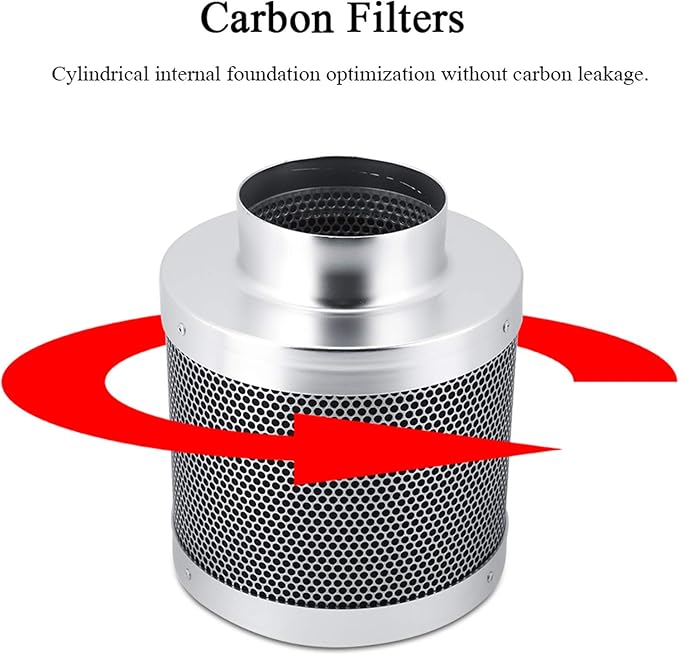 Stainless Steel Carbon Filter, 4 Inch Smelliness Control Scrubber, Odor Scrubber For House Workshop Grow Tent Rooms Inline Duct Fan Indoor Plant Hydroponics Grow Rooms