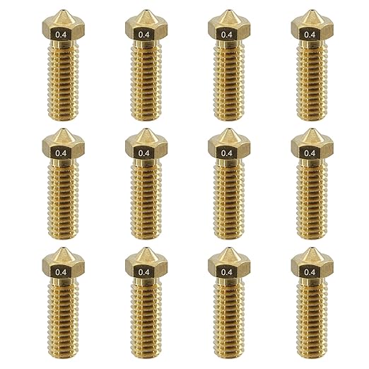 12Pcs Volcano Nozzles 0.4mm, Vyper Nozzles M6 Thread Hotend Extruder Volcano Nozzle Compatible for Artillery Genius, Sidewinder X1, X2, Anycubic Vyper, Anycubic Kobra Plus, Kobra Max 1.75mm Filament,