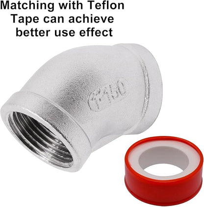 45 Degree Elbow 1PCS, 1" NPT Female x 1" NPT Female 304 Stainless Steel Pipe Fitting, Connector Coupler Apply to Outdoor/Garden/Industrial