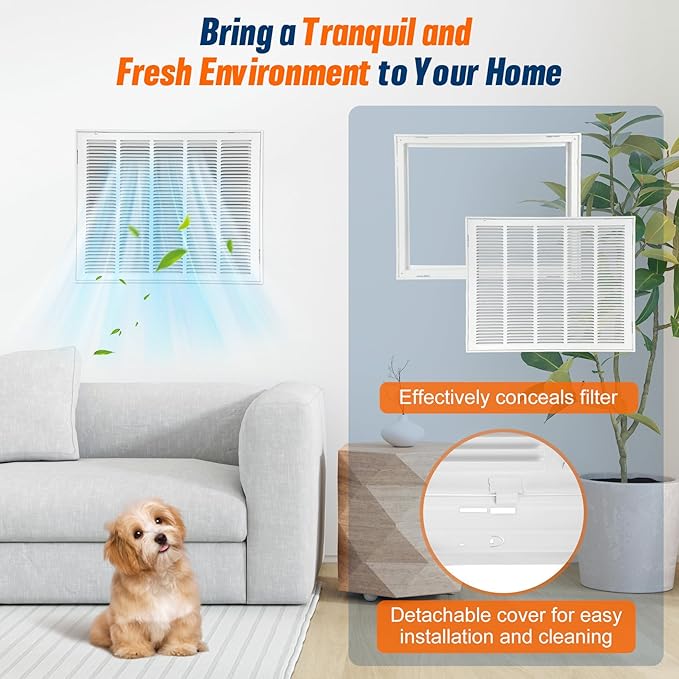 Fancat Return Air Filter Grille for 25x20 Ducts, Steel Air Vent Cover with Removable Door for 1" Filters | Fits Sidewall & Ceiling | Outer Size: 27 5/8" W x 22 5/8" H