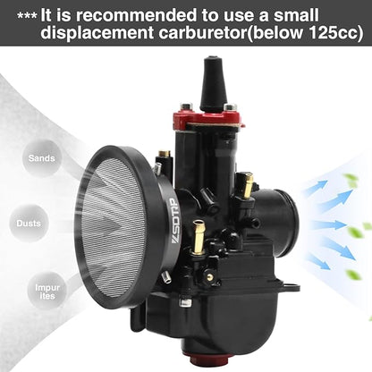 Carburetor Carb Velocity Stack Air Filter Cleaner Modified Trumpet Aluminum Alloy with Sponge Filter Steel Mesh for PWK32-34mm Short Style Fast Intake Suggest for Small Displacement (Titan, 55mm)