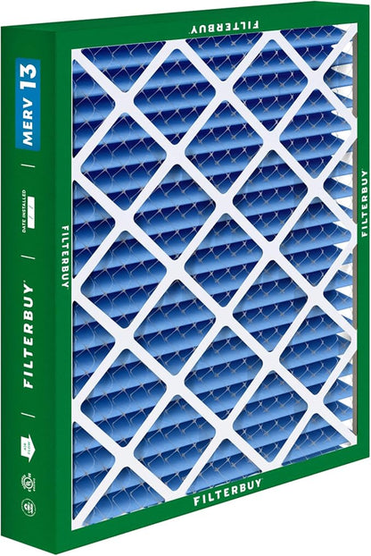 Filterbuy 20x20x5 Air Filter MERV 13 Optimal Smoke & Allergy Defense (4-Pack), Pleated HVAC AC Furnace Filters for Honeywell FC100A1011, Lennox X0585, and More (Actual Size: 19.63 x 19.88 x 4.38)