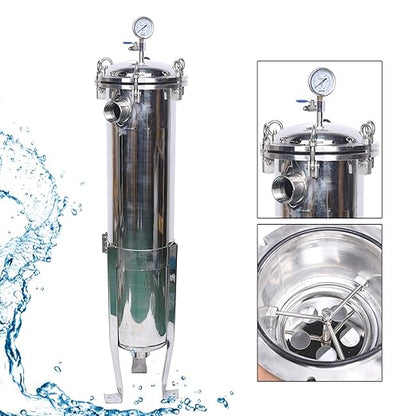 LYNICESHOP 2" NPT Bag Filter Housing, 150 Psi 304 Stainless Steel Bag Industrial Sock Filter Housing Bag Water Filter Purification Equipment for Drinking Water, Wastewater, Diesel