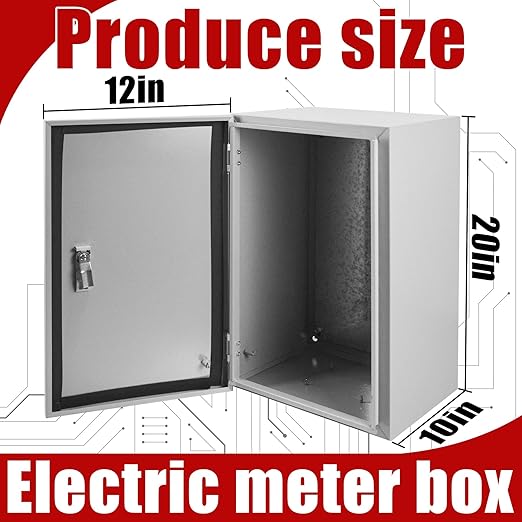 Electrical Box 20 x 12 x 10 Inch Indoor Outdoor Electrical Enclosure Box Steel Junction Box Wall Mounted Universal Electrical Project Box with Safety Locks and Mounting Plates