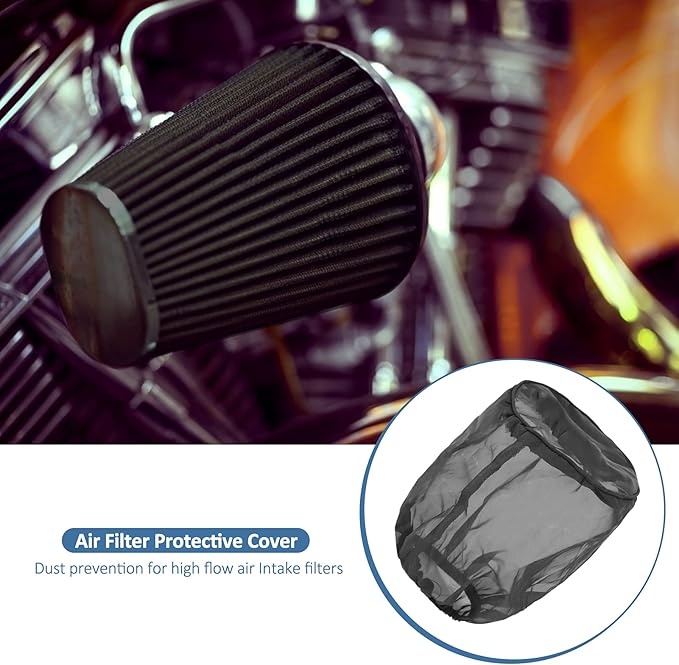 Universal Air Filter Cover, Air Filter Protective Cover Black Car Cold Air Filter Dustproof for High Air Intake Filters (S)