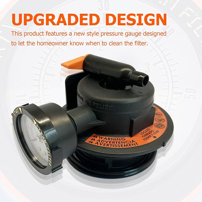 DEX2420MAR2 Air Relief Valve for Hayward DE Cartridge Sand Filters | Compatible with Pro Grid, SwimClear, DEX2400S, DEX2420, with Gauge & O-Ring