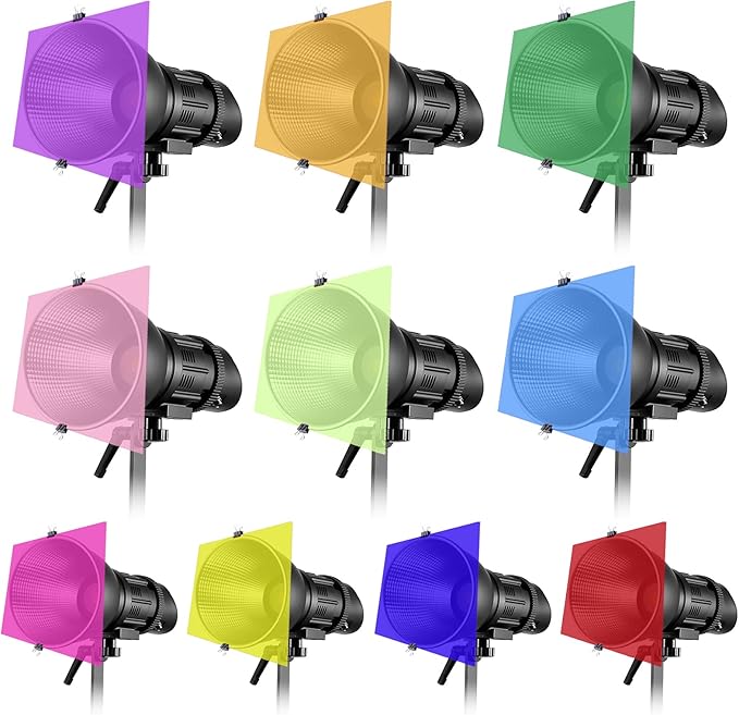Sakolla 12 x 12 Inches Lighting Gel Filter, 10 Pcs Transparent Color Filters Correction Gels for Lighting, Studio, Video, Recording, Diffuser