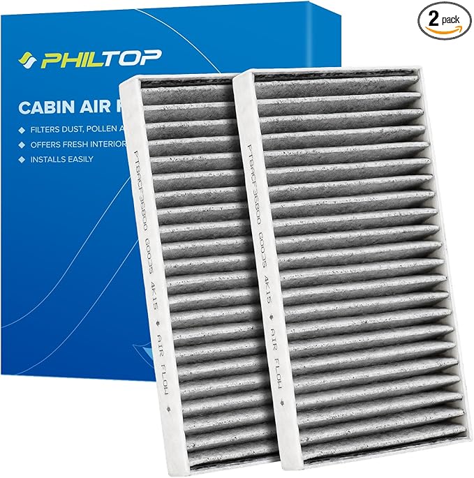 PHILTOP Cabin Air Filter w/Activated Carbon, Compatible with CF10747 Jeep Liberty 2008, 2009, 2010, 2011, 2012, Dodge Nitro 2007, 2008, 2009, 2010, 2011, Filter Up Dust Pollen Odor