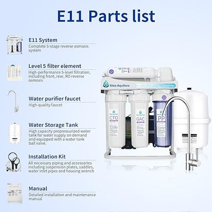 Silex-Aquifons Under-Snik Water Filter 5-Stage Reverse Osmosis Drinking Water Filter System with Faucet and Tank