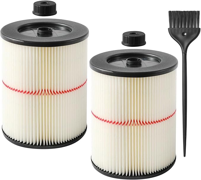 2 Pack Red Stripe Cartridge Filter Compatible with Craftsman 17816 9-17816 Wet Dry Vac fit 5 Gallon and Larger Vacuum Cleaner