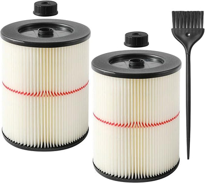 2 Pack Red Stripe Cartridge Filter Compatible with Craftsman 17816 9-17816 Wet Dry Vac fit 5 Gallon and Larger Vacuum Cleaner