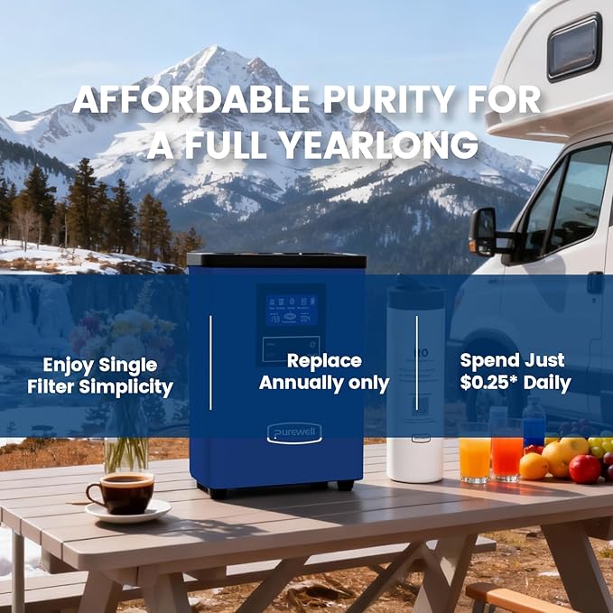 Purewell® K8680 RO Water Purifier System,10-Stage RV Portable Water Filtration Survival with UV,Desalination Rate Reaches 95%,Survival Gear Purification for Drinking,Team Camping，Travel(Blue)