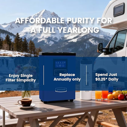 Purewell® K8680 RO Water Purifier System,10-Stage RV Portable Water Filtration Survival with UV,Desalination Rate Reaches 95%,Survival Gear Purification for Drinking,Team Camping，Travel(Blue)
