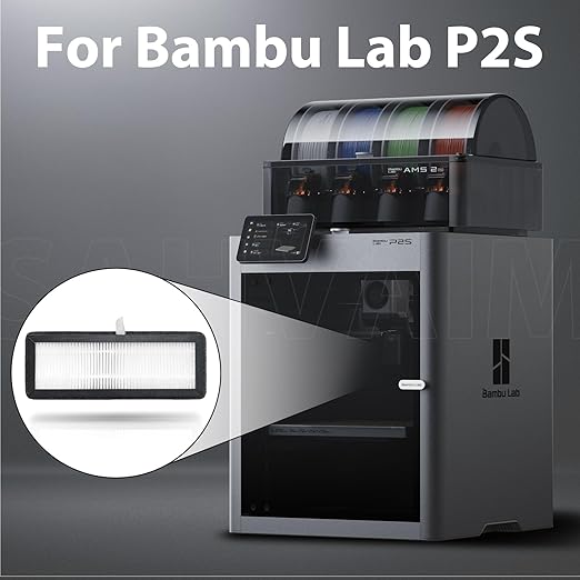 2 Pack HEPA 13 Activated Carbon Air Filter for Bambu Lab P2S 3D Printer - Replacement Filter for VOCs, PM2.5, Ultrafine Particles & Odors