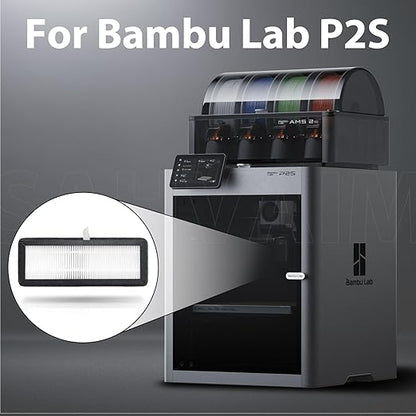 2 Pack HEPA 13 Activated Carbon Air Filter for Bambu Lab P2S 3D Printer - Replacement Filter for VOCs, PM2.5, Ultrafine Particles & Odors