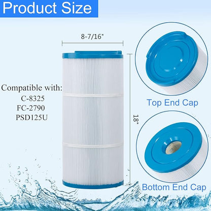HANXER® C-8325 Spa Filter Cartridge Replacement for Sundance Spa Filter 6540-490, Filbur FC-2790, PSD125U, 817 0050, 03FIL1400, 81254, 125 Sq.Ft. Spa Hot Tub Filter, 1 Pack
