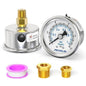 MEANLIN MEASURE 0~15Psi Dry Low Pressure Gauge Stainless Steel 1/4" NPT 2" FACE DIAL Waterproof for Water Oil Air Well Pump Tank Tire Pressure Test Back Mount, with 1/2" NPT and 3/8" NPT Hex Bushing
