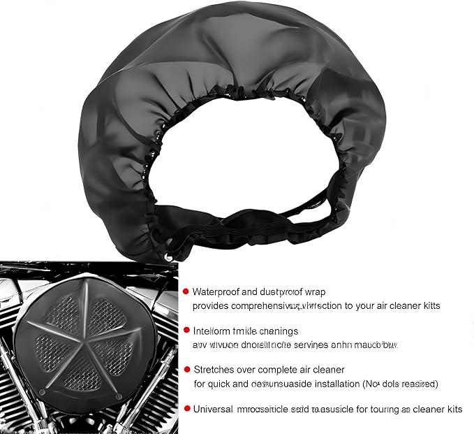 Motorcycle Waterproof Air Filter Rain Sock Dustproof Protective Cover Fits, Air Filter Cleaner Kits for Harley Touring Road King Street Glide Softial Fat Boy Air Filter Cleaner Kits 2PCS
