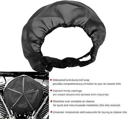 Motorcycle Waterproof Air Filter Rain Sock Dustproof Protective Cover Fits, Air Filter Cleaner Kits for Harley Touring Road King Street Glide Softial Fat Boy Air Filter Cleaner Kits 2PCS