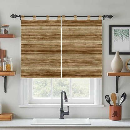 Vintage Western Bedroom Curtains 63 Inch Length, Window Curtains Tab Top, Rustic Farmhouse Wooden Grain Barn Door Light Filtering Window Treatments Drapes 42"x63" 2 Panel