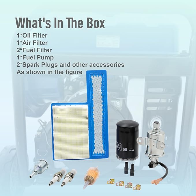 Oil Filter Air Filter Electric Fuel Pump Tune Up Kit Fit for Onan RV QG Generators 5500 7000 HGJAA HGJAB HGJAC Marquis Gold/RV QG Marquis Platinum QG EFI Engines Replace 122-0836 140-3116 E11015