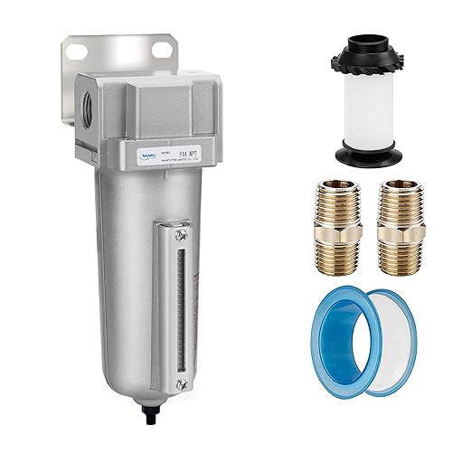 NANPU Industrial Grade Heavy Duty Particulate Filter, Metal Bowl, Suitable for Paint Spray (1/2" NPT, Auto Drain)