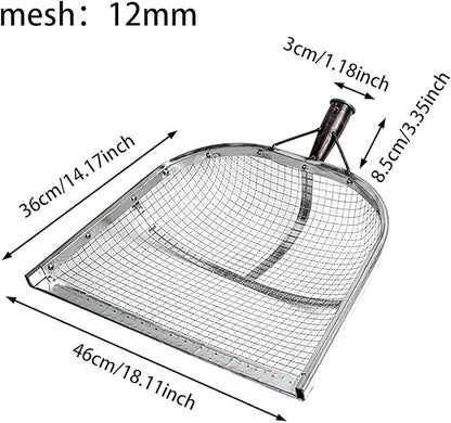 Leaking Soil Shovel Filter Stainless Steel Sieve 4mm/6mm/8mm/12mm Mesh Sifting Shovel for Sifting Corn Kernels Gardening Farm Chicken Coop and Goat Stall Multipurpose Dustpan (Sliver-12MM)