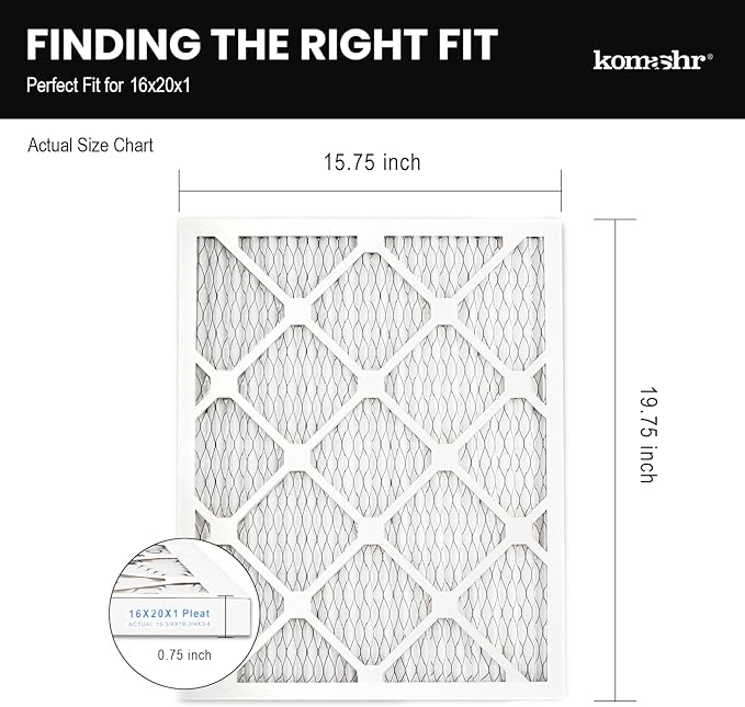 16x20x1 Air Filter MERV 8 (4-Pack), HVAC/Furnace AC Filter Replacement, Dust Defense–Comparable with MPR 600 & FPR 5 (Actual 15.75x19.75x0.75)