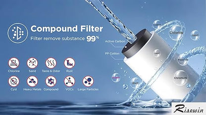 Inline Water Filter| Risewin 3-Stage Whole House Water Filter System with 4-Mode Valve 3-Min Change, No Shutdown, 8 GPM High Flow | Military-Grade Housing & Iron Removal for Well & City Water, RV