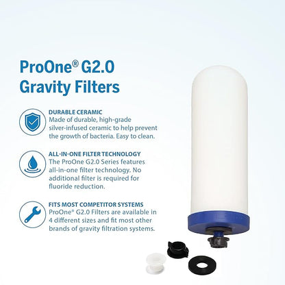 ProOne 9-Inch Gravity Water Filter Replacement G-Series 3-Pack - Universally Compatible with Gravity Water Filter Systems - NSF/ANSI Certified to Reduce Lead, Reduce Microplastics, & Total PFAS
