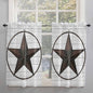 Vintage Farm Western Star Window Valance Curtains, White Wood Grain Light Filtering Kitchen Valance with 3-inch Rod Pocket for Living Room Bathroom Bedroom,2 Panel,27.5x45In