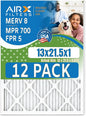 13x21.5x1 Air Filter MERV 8 Rating, 12 Pack of Furnace Filters Comparable to MPR 700 & FPR 5 - Made in USA by AIRX FILTERS WICKED CLEAN AIR.