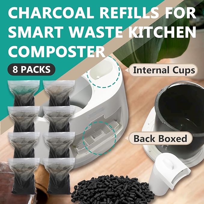4 Pounds(8-Pack) Odor Absorbing Filter Refills for Lomi Smart Waste Kitchen Composter, Activated Charcoal Refills Compatible with Lomi Kitchen Composter