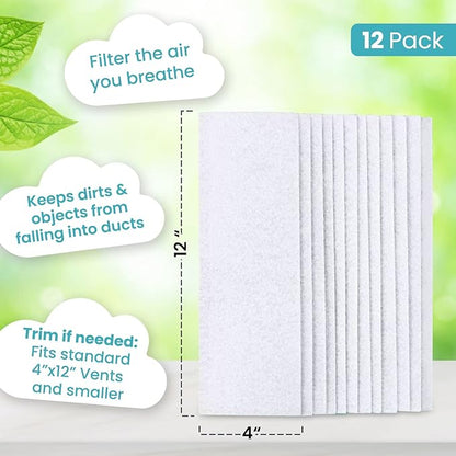 Air Vent Filters For Home 1 Pack of 12-4" x 12” – Register Vent Filters – AC Unit or Heater Vent Filter Electrostatically Charged for Dust, Smoke and Pollen – AC Vent Filter – Essential Oil Diffuser