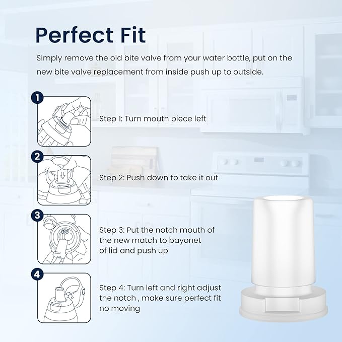 GLACIER FRESH Bite Valve and Filter Replacement for Brita Water Bottle - 6 Pack Filters and 3 Pack Silicone Mouthpieces for Stainless Steel and Plastic Bottles