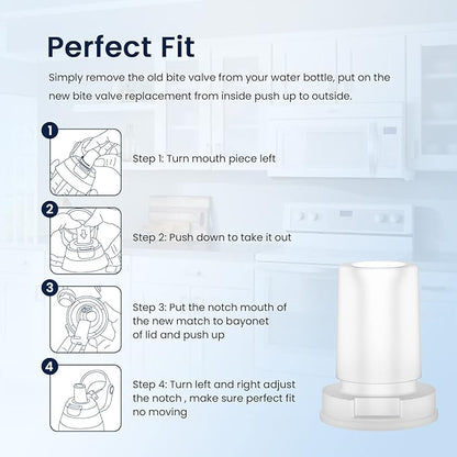 GLACIER FRESH Bite Valve and Filter Replacement for Brita Water Bottle - 6 Pack Filters and 3 Pack Silicone Mouthpieces for Stainless Steel and Plastic Bottles