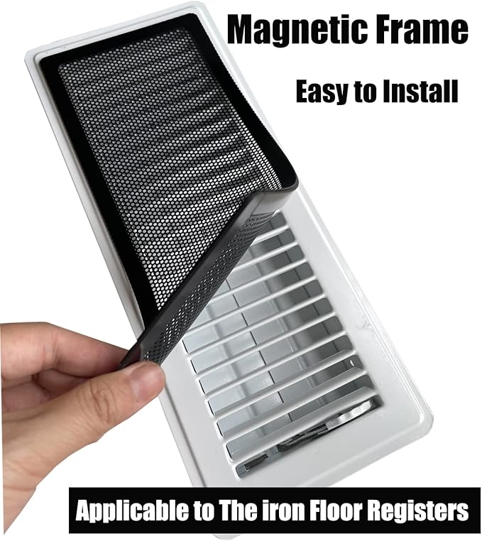 Floor Register Vent Cover- 4"x12" Magnetic Air Vent Screen Mesh Cover, Perfect for Wall/Ceiling/Floor Air Vent Filters (4-Packs)
