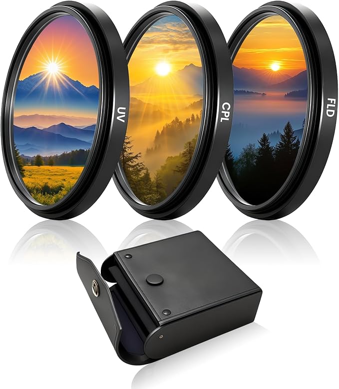 67mm UV/CPL/FLD Lens Filter Kit with Portable Travel Storage Case, 3 Pcs Multi-Coated HD Optical Glass Camera Filter Set with Ultra Slim Aluminum Alloy Frame for Camera Lens Accessories