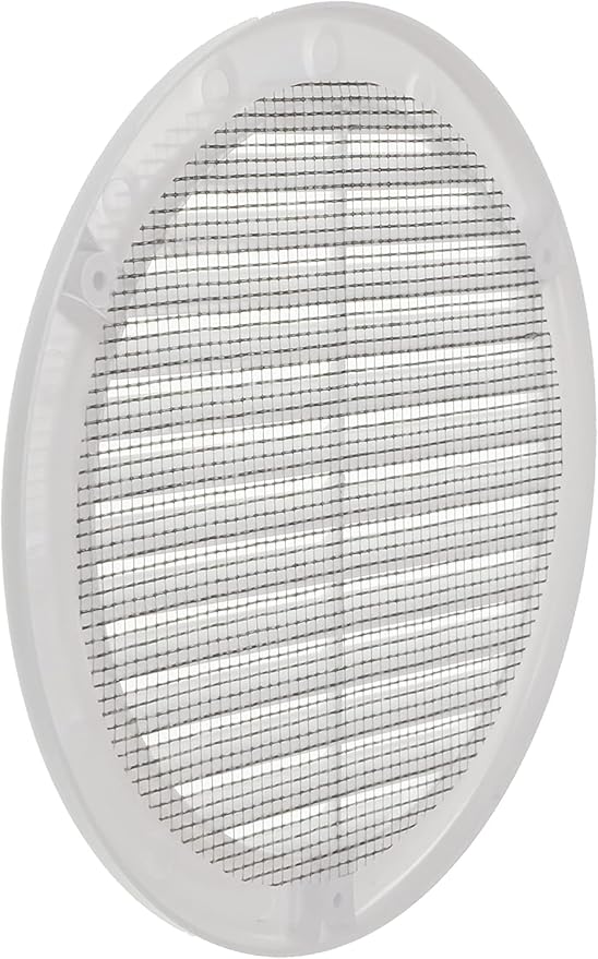 Vent Systems 6" Inch (Opening Dimensions) - Pack of 100 - White Soffit Vent Cover - Plastic Round Air Vent Grille - Built-in Mesh Screen - HVAC Register Louver for Bathroom, Home, Kitchen